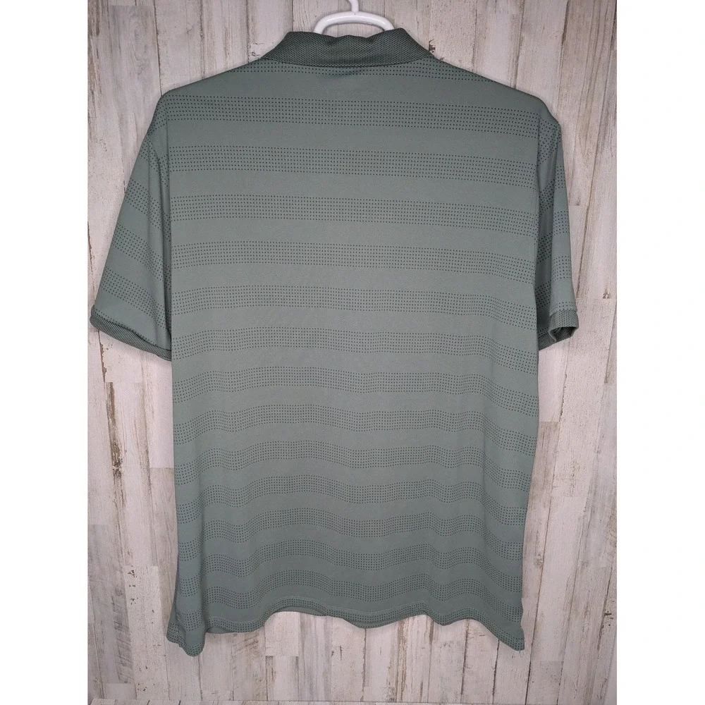 Nike Golf Shirt‎ Mens 2XL Green Zonal Cooling Polo Striped Vented Performance